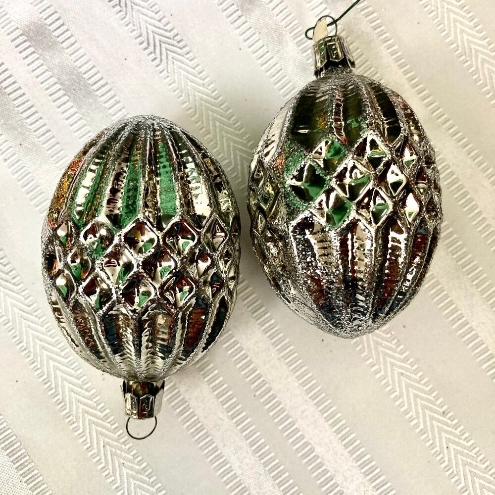Vintage Pier Imports Silver Glass Christmas Ornaments (2)